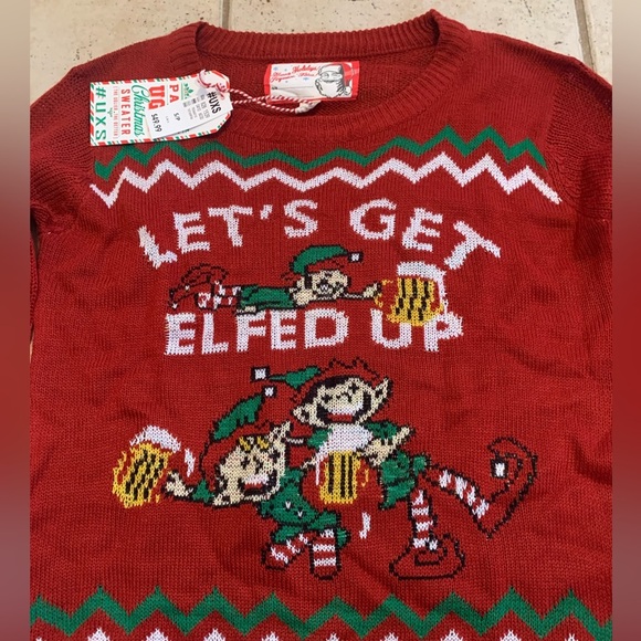 "Let's Get Elfed Up" Ugly Christmas Sweater, NWT - Picture 5 of 8